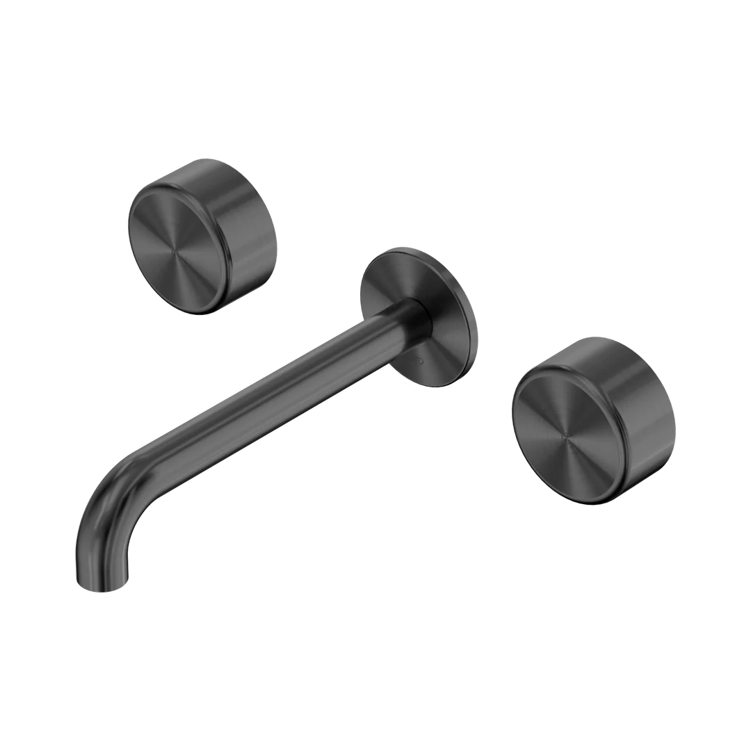 Nero Serenity Wall Basin Set 160Mm Spout With Metal Handle Gun Metal