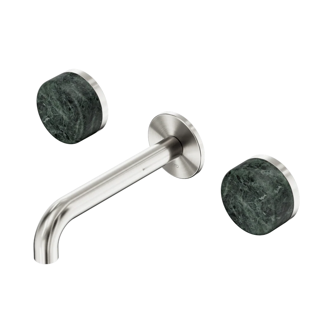 Nero Serenity Wall Basin Set 160Mm Spout With Verde Alpi Handle Brushed Nickel