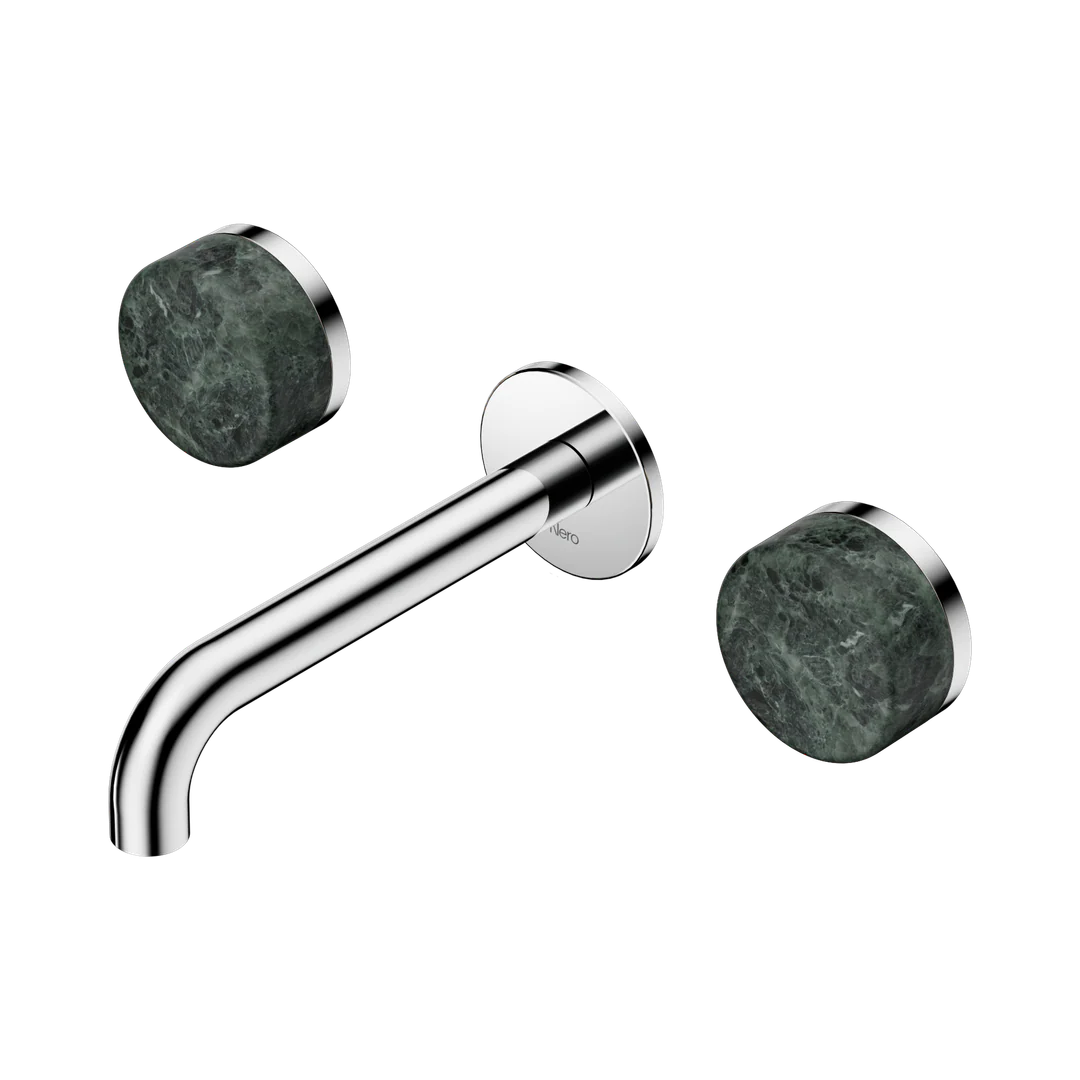 Nero Serenity Wall Basin Set 160Mm Spout With Verde Alpi Handle Chrome