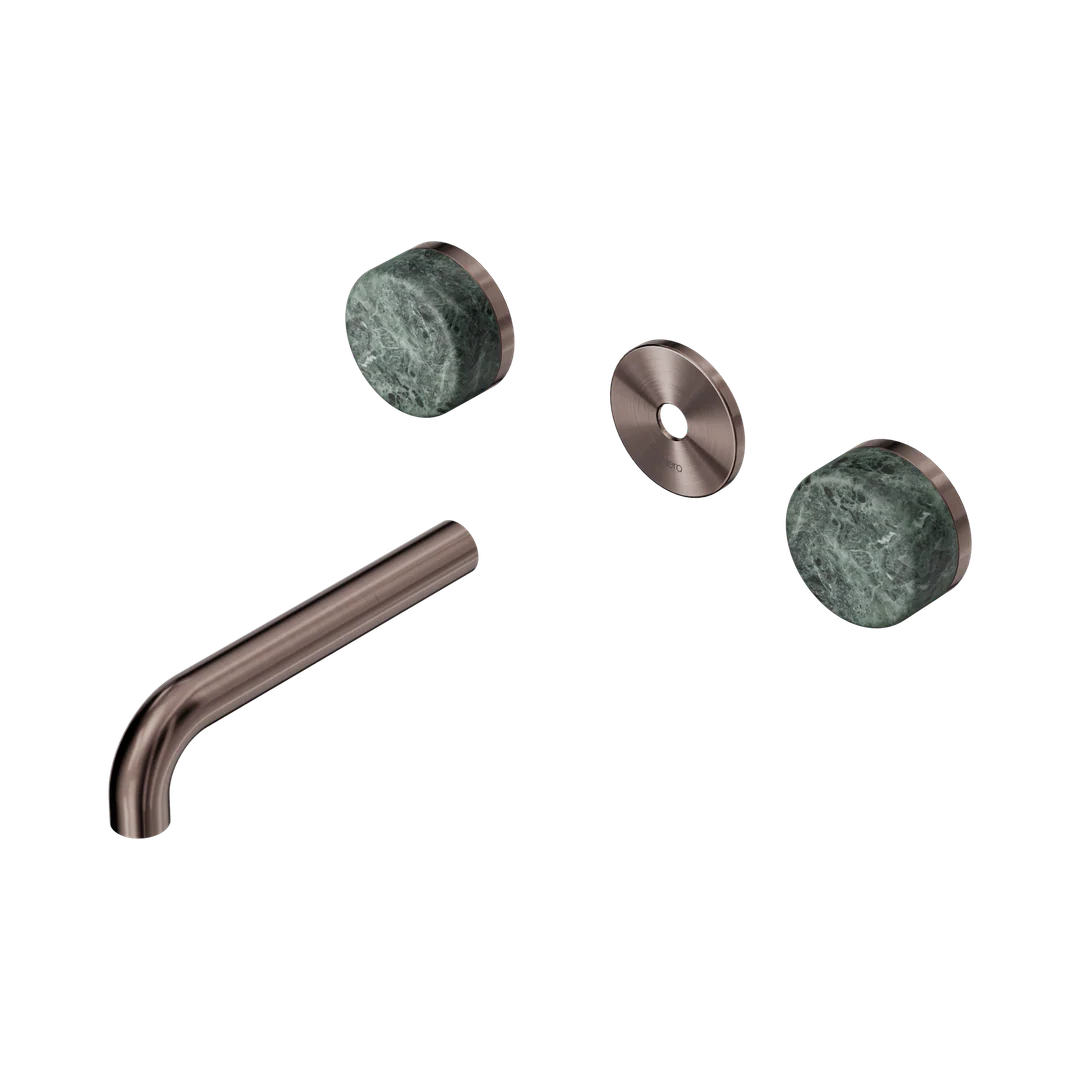 Nero Serenity Wall Basin Set 160Mm Spout With Verde Alpi Handle Trim Kit Only Brushed Bronze