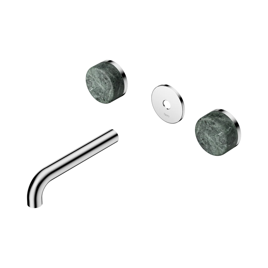 Nero Serenity Wall Basin Set 160Mm Spout With Verde Alpi Handle Trim Kit Only Chrome