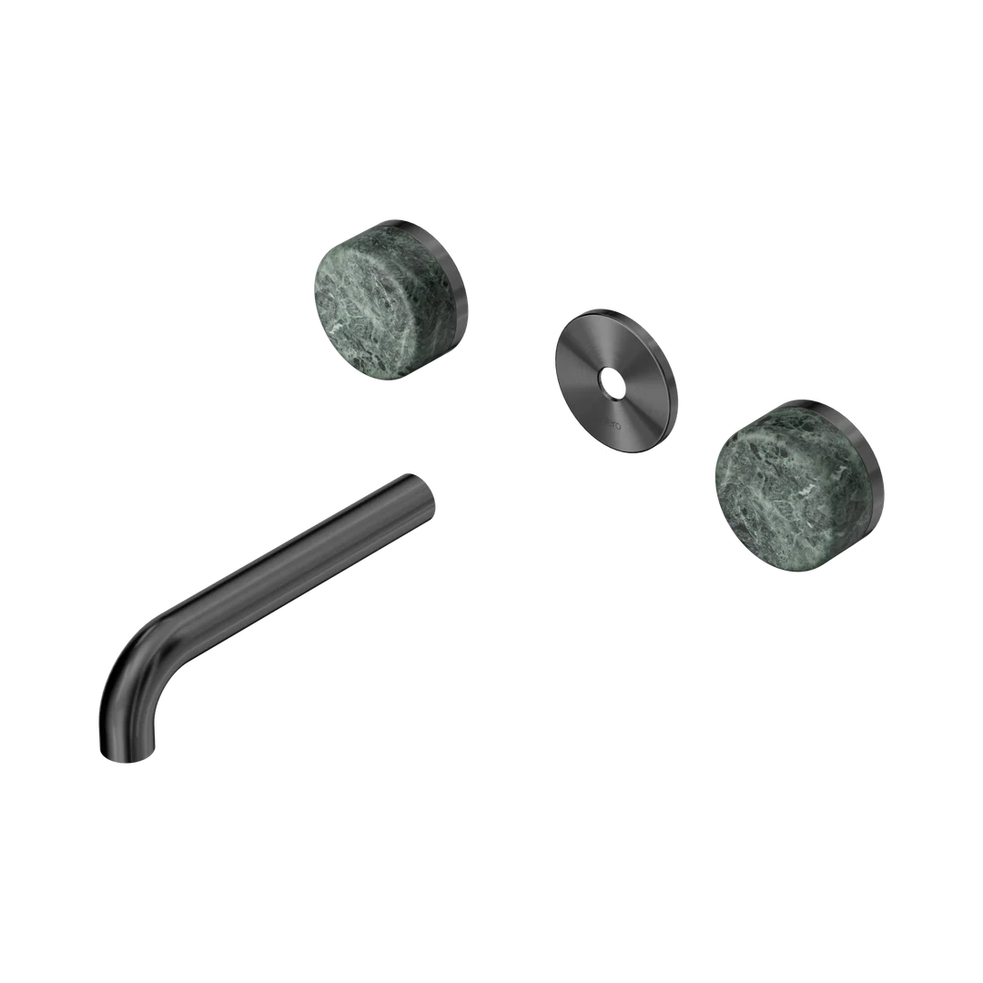 Nero Serenity Wall Basin Set 160Mm Spout With Verde Alpi Handle Trim Kit Only Gun Metal