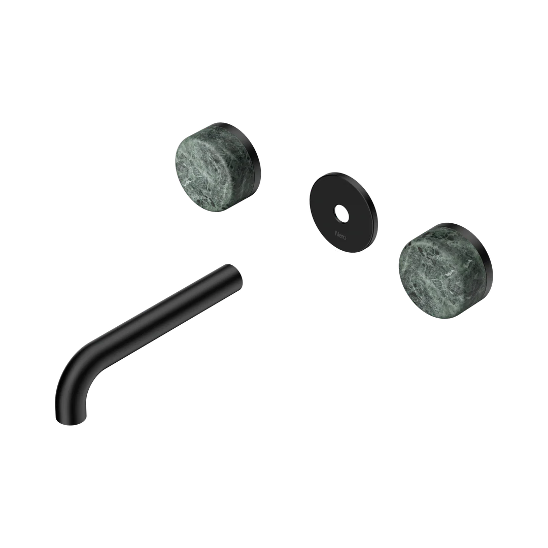 Nero Serenity Wall Basin Set 160Mm Spout With Verde Alpi Handle Trim Kit Only Matte Black
