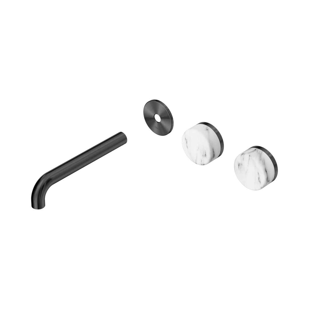 Nero Serenity Wall Basin Set 185Mm Offset Spout Arabescato Corchia Handle Trim Kit Only Gun Metal