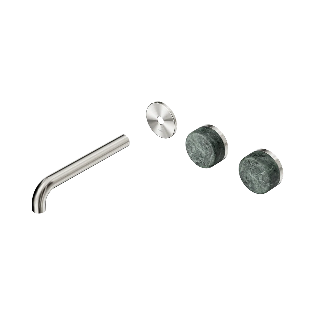 Nero Serenity Wall Basin Set 185Mm Offset Spout Verde Alpi Handle Trim Kit Only Brushed Nickel