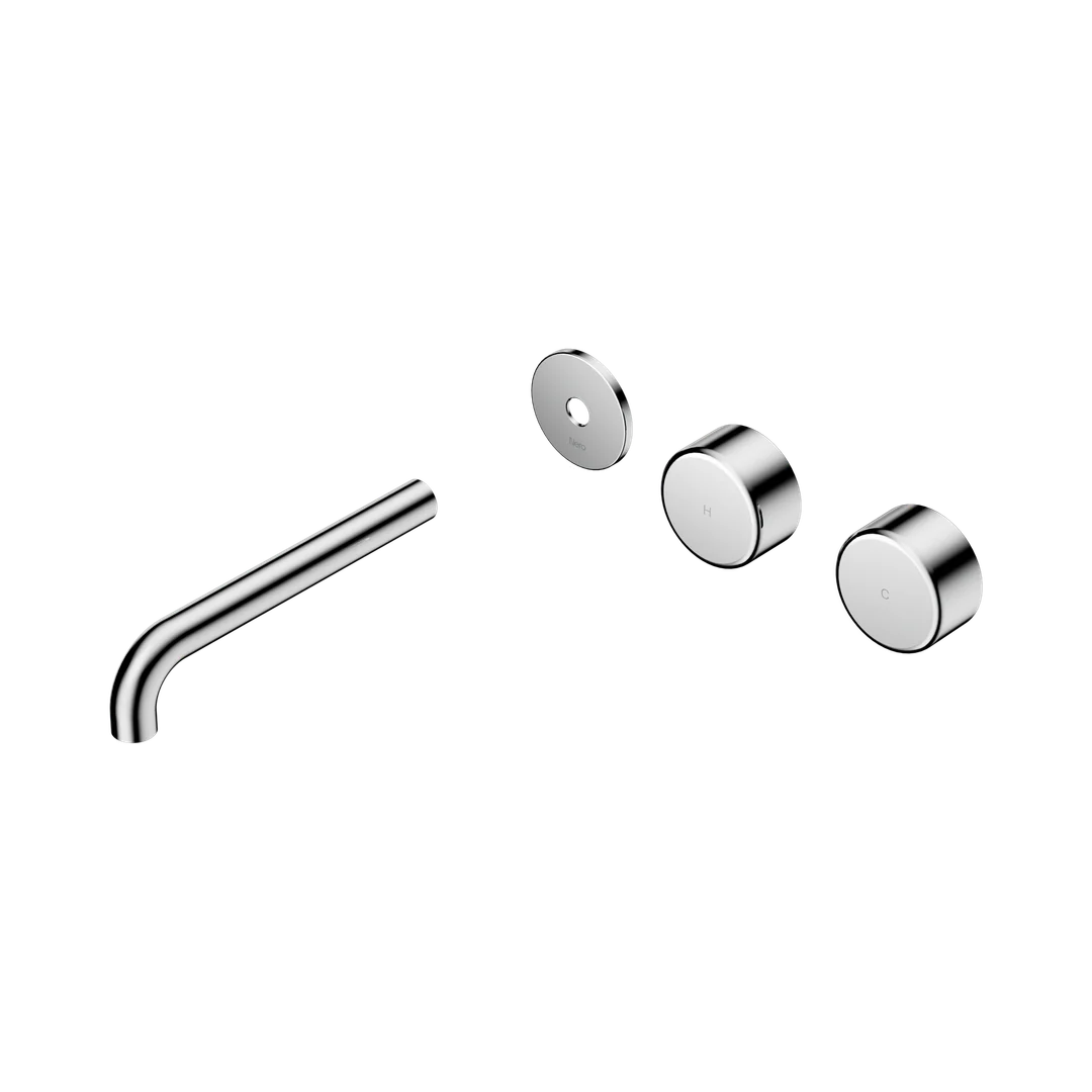 Nero Serenity Wall Basin Set 185Mm Offset Spout With Metal Handle Trim Kit Only Chrome