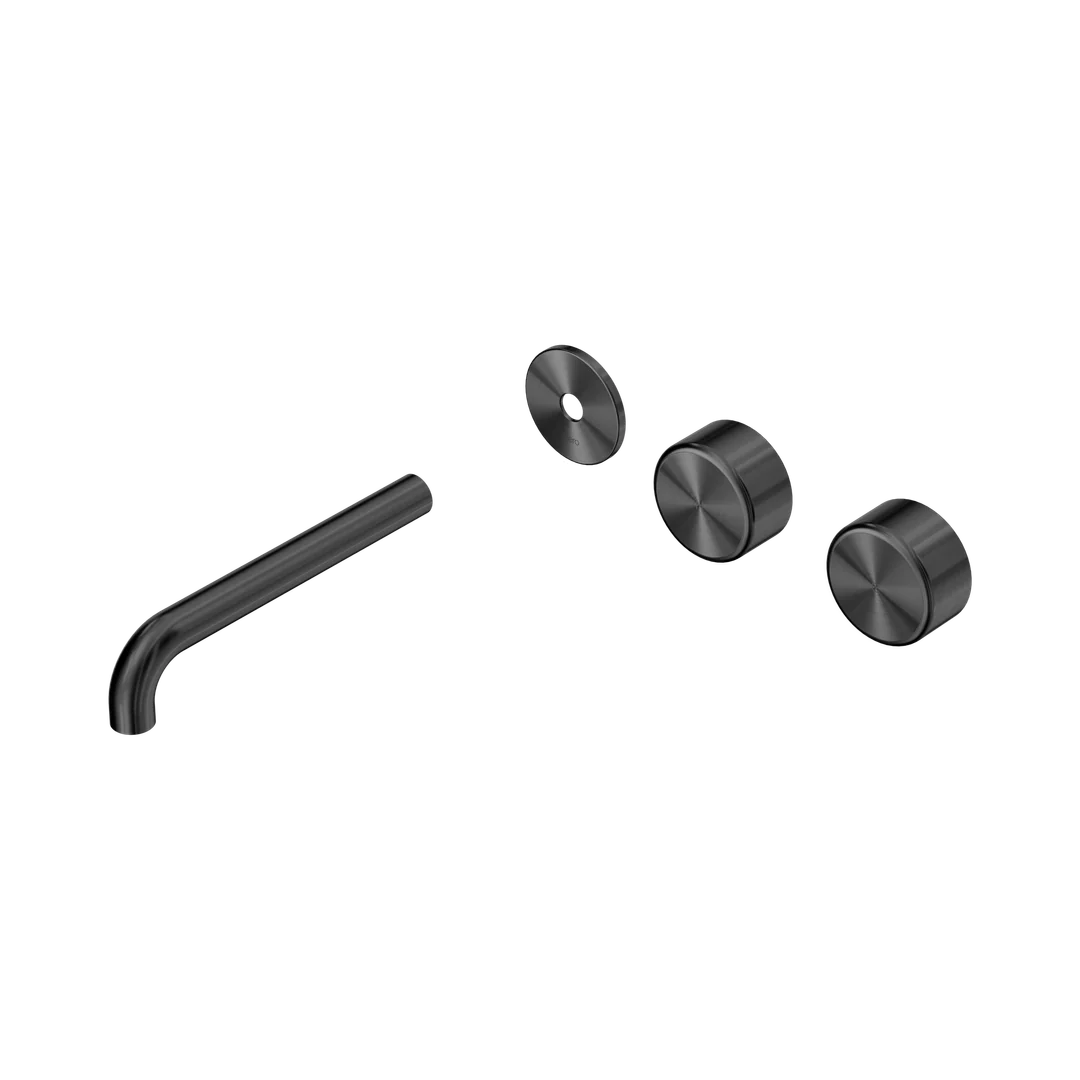 Nero Serenity Wall Basin Set 185Mm Offset Spout With Metal Handle Trim Kit Only Gun Metal