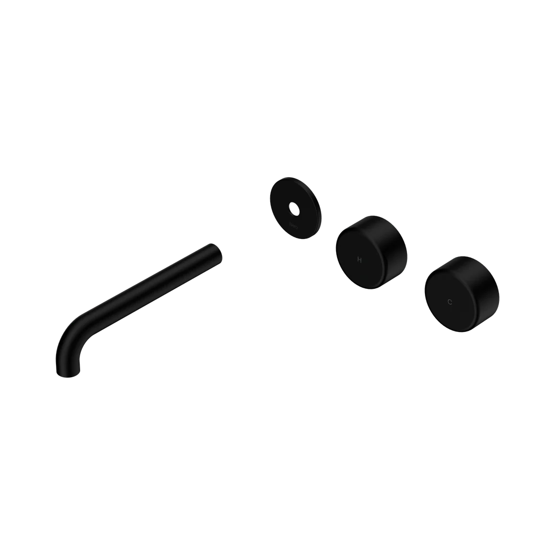 Nero Serenity Wall Basin Set 185Mm Offset Spout With Metal Handle Trim Kit Only Matte Black