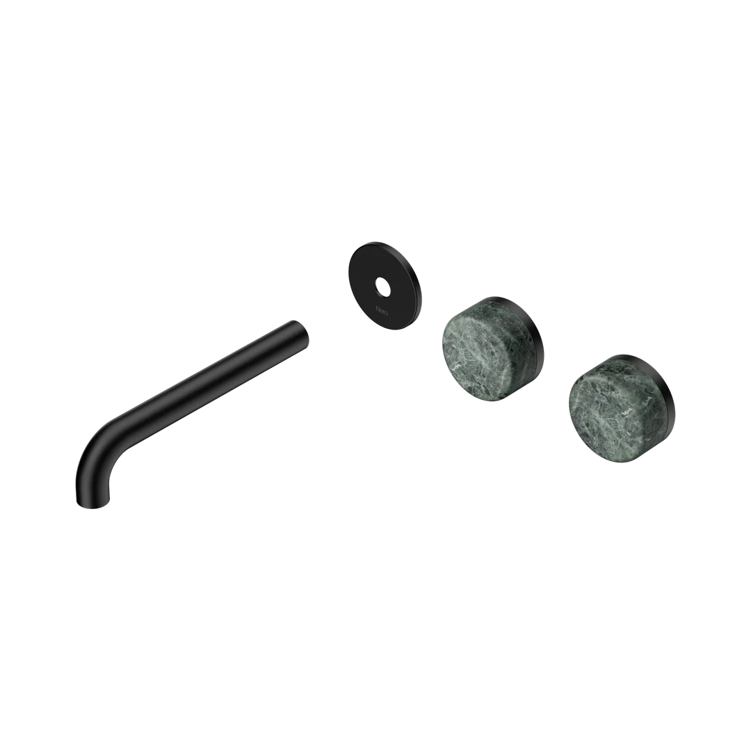 Nero Serenity Wall Basin Set 185Mm Offset Spout With Verde Alpi Handle Trim Kit Only Matte Black