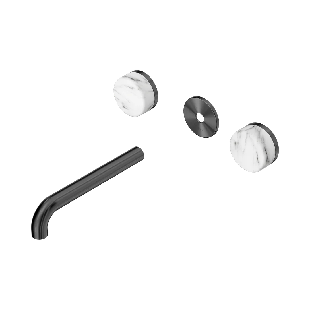 Nero Serenity Wall Basin Set 185Mm Spout Arabescato Corchia Handle Trim Kit Only Gun Metal