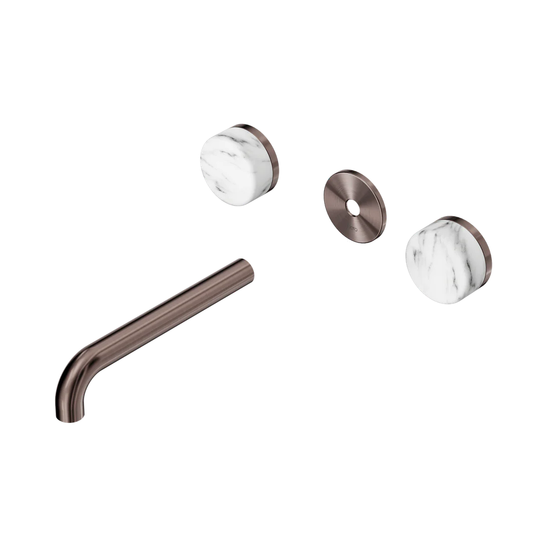 Nero Serenity Wall Basin Set 185Mm Spout Arabescato Corchia Handle Trim Kit Only Brushed Bronze