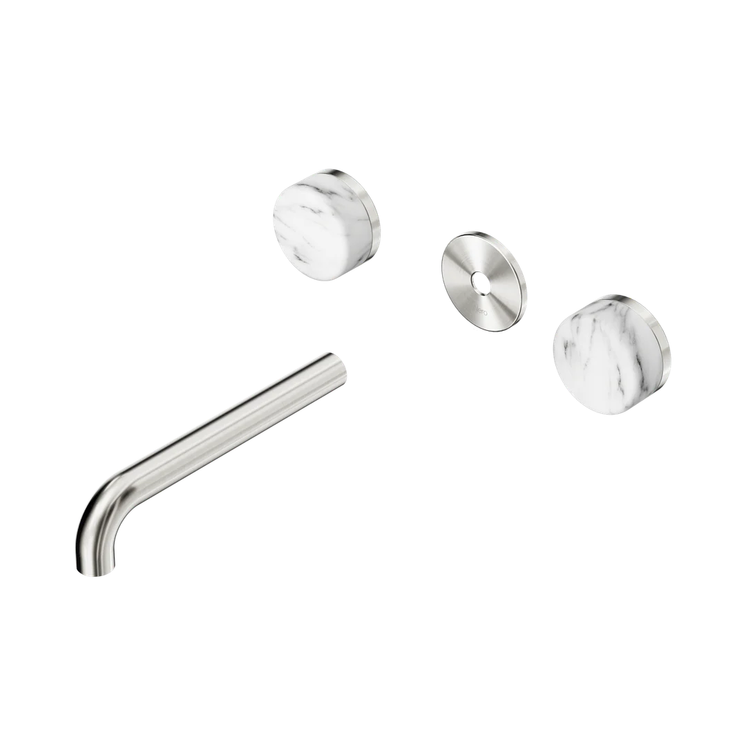 Nero Serenity Wall Basin Set 185Mm Spout Arabescato Corchia Handle Trim Kit Only Brushed Nickel