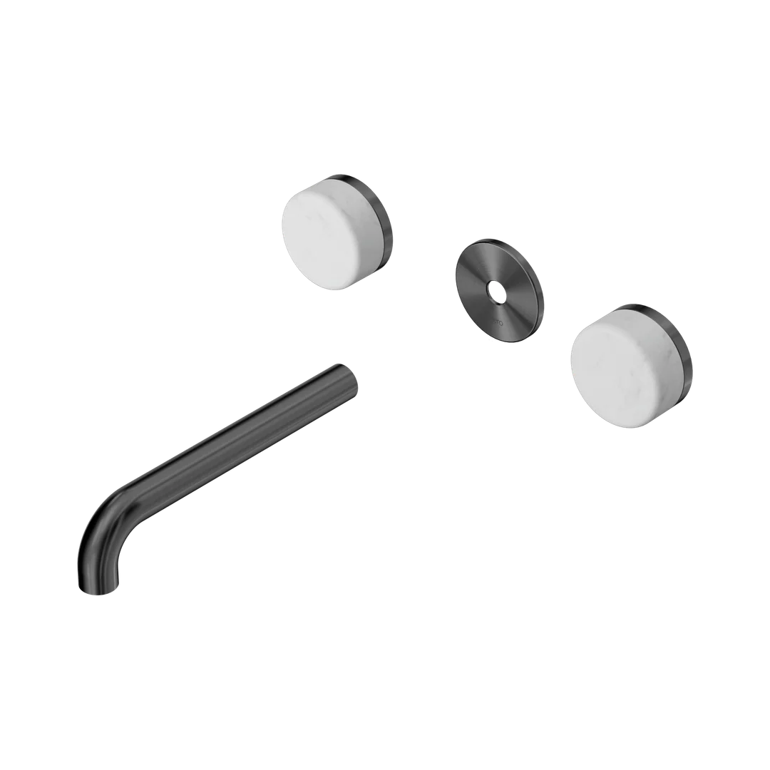 Nero Serenity Wall Basin Set 185Mm Spout With Carrara Handle Trim Kit Only Gun Metal