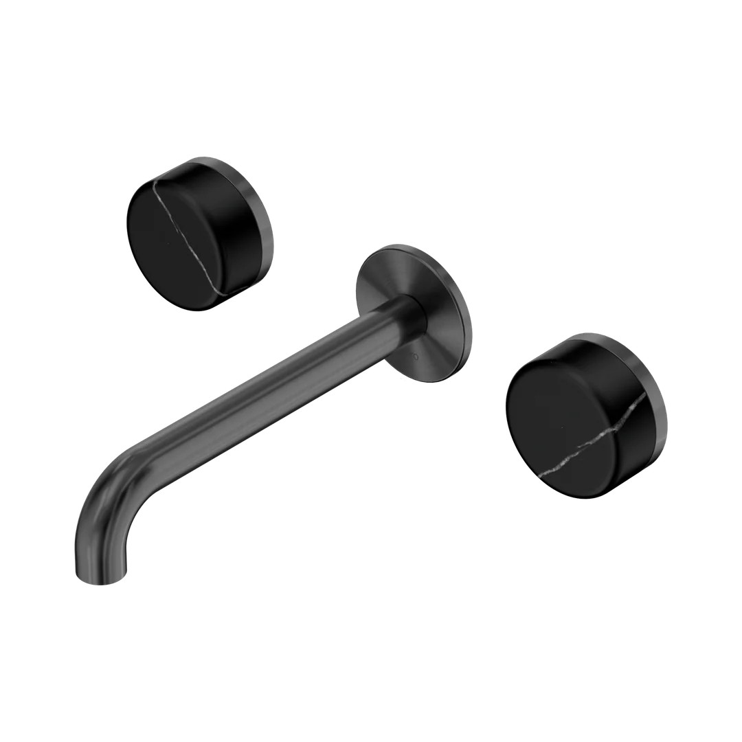 Nero Serenity Wall Basin Set 185Mm Spout With Marquina Black Handle Gun Metal
