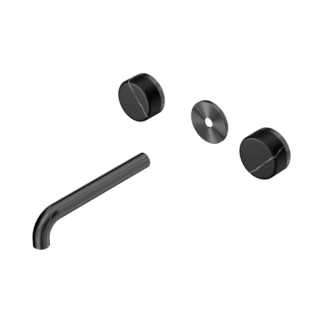 Nero Serenity Wall Basin Set 185Mm Spout With Marquina Black Handle Trim Kit Only Gun Metal