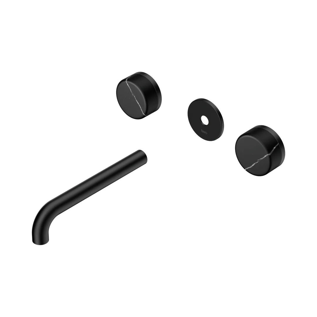 Nero Serenity Wall Basin Set 185Mm Spout With Marquina Black Handle Trim Kit Only Matte Black