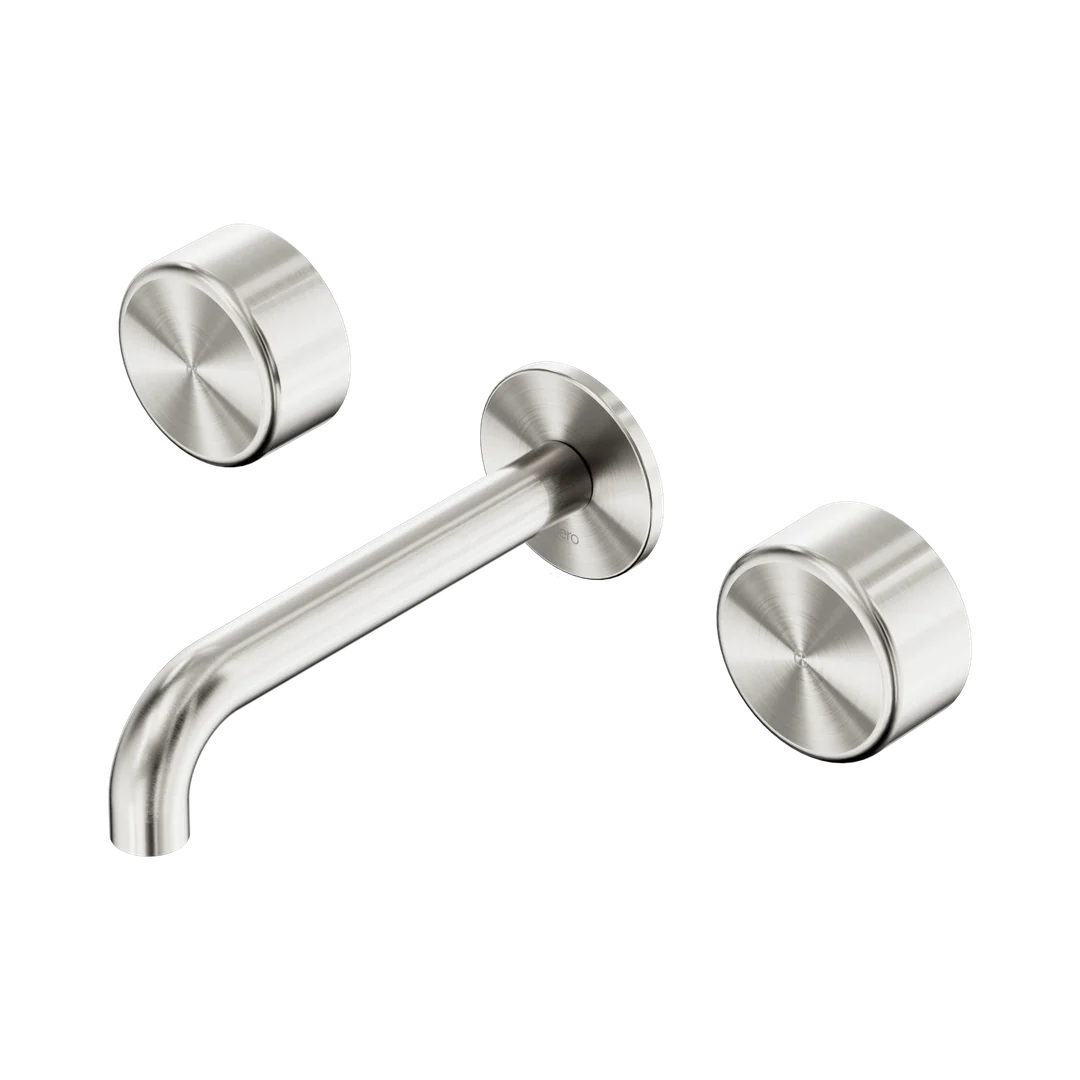Nero Serenity Wall Basin Set 185Mm Spout With Metal Handle Brushed Nickel