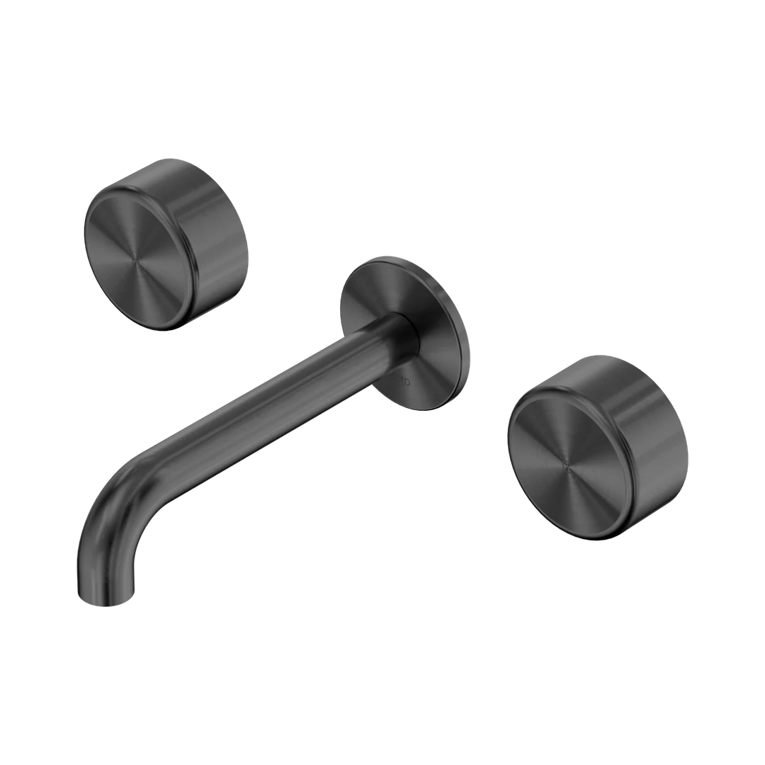 Nero Serenity Wall Basin Set 185Mm Spout With Metal Handle Gun Metal