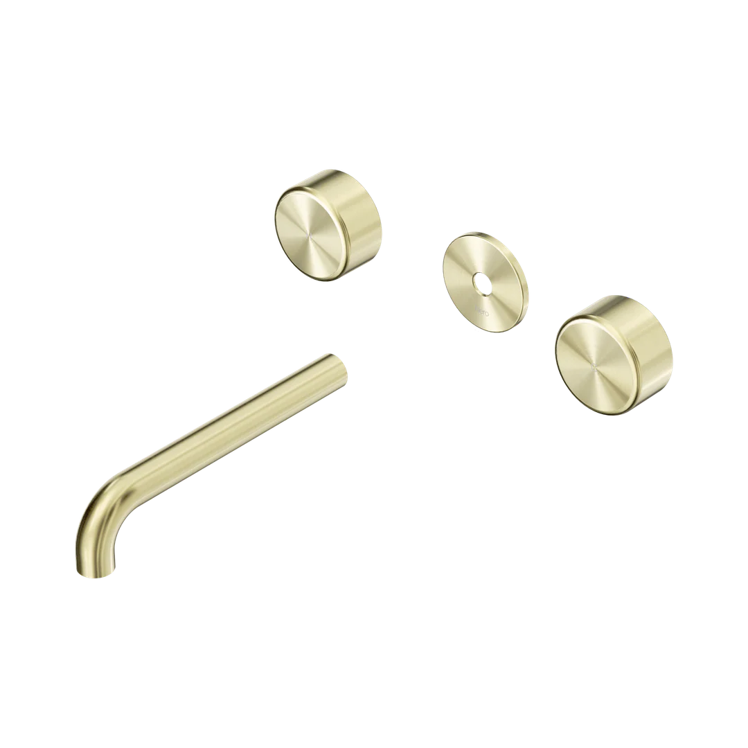 Nero Serenity Wall Basin Set 185Mm Spout With Metal Handle Trim Kit Only Brushed Gold