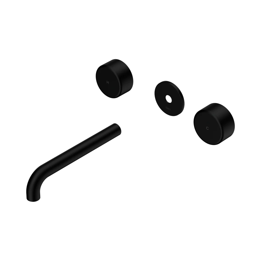Nero Serenity Wall Basin Set 185Mm Spout With Metal Handle Trim Kit Only Matte Black