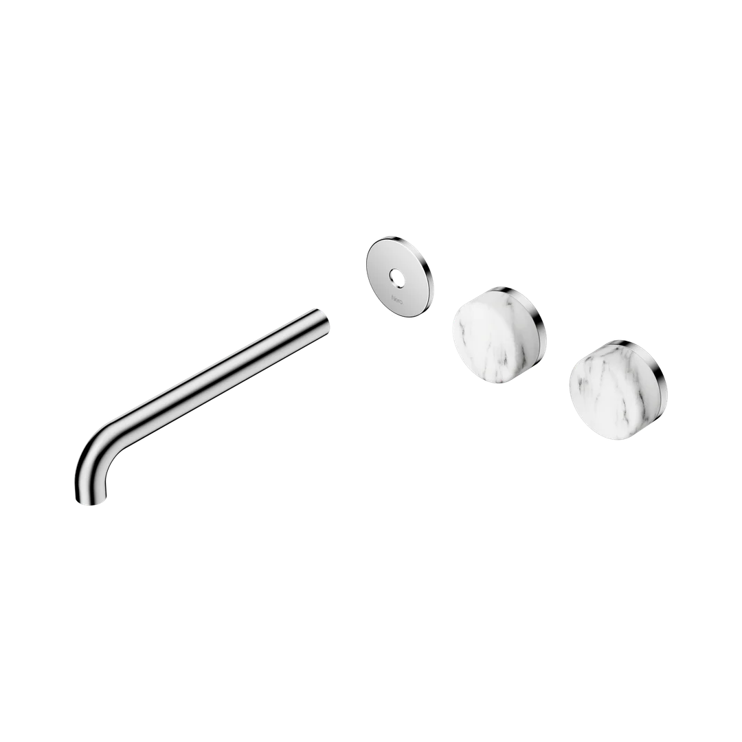 Nero Serenity Wall Basin Set 220Mm Offset Spout Arabescato Corchia Handle Trim Kit Only Chrome