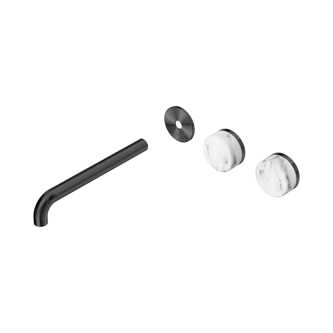 Nero Serenity Wall Basin Set 220Mm Offset Spout Arabescato Corchia Handle Trim Kit Only Gun Metal