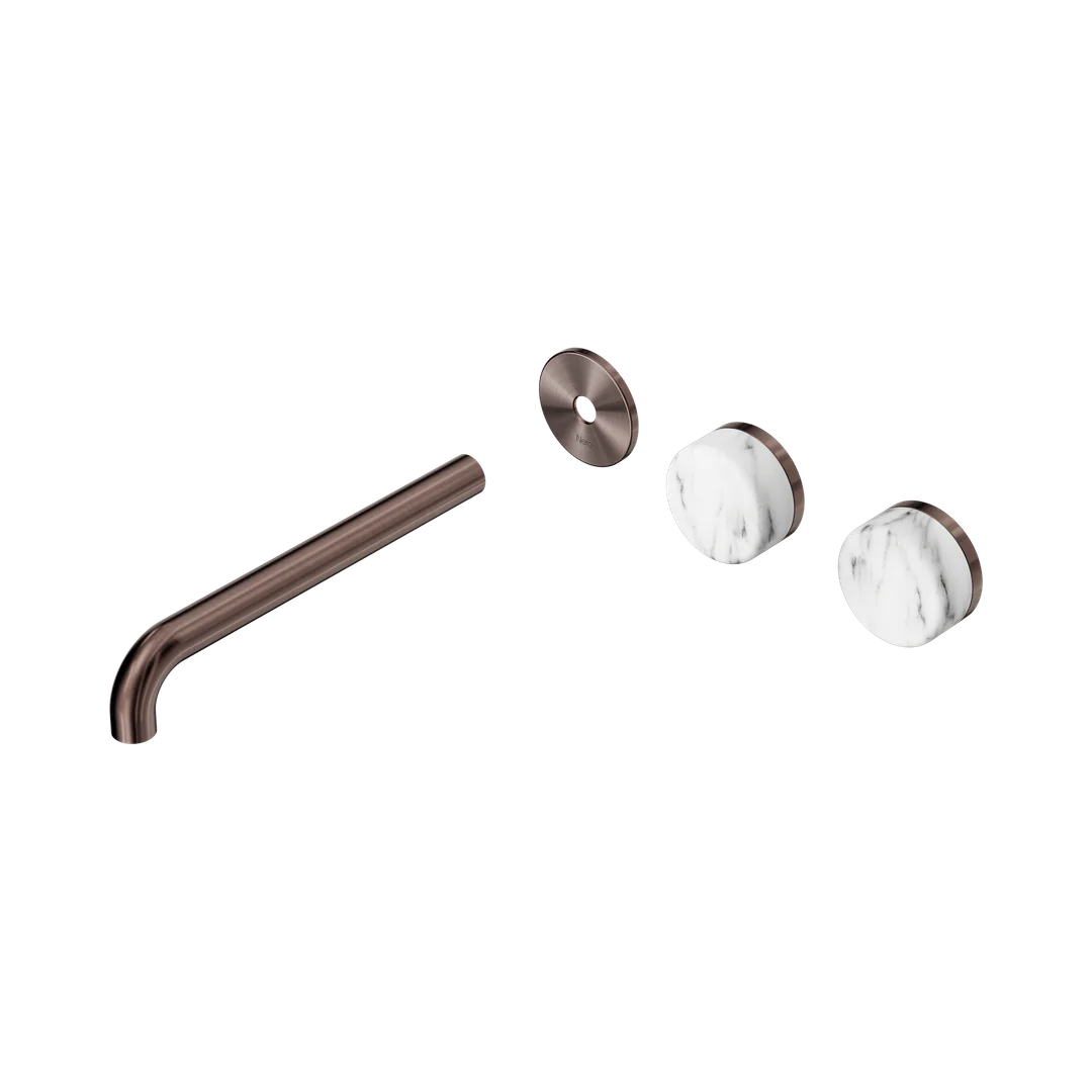 Nero Serenity Wall Basin Set 220Mm Offset Spout Corchia Handle Trim Kit Only Brushed Bronze