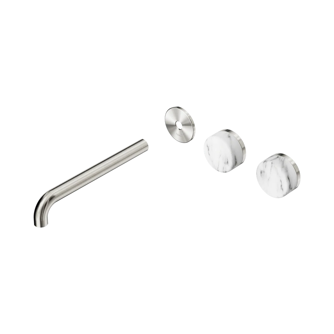 Nero Serenity Wall Basin Set 220Mm Offset Spout Corchia Handle Trim Kit Only Brushed Nickel