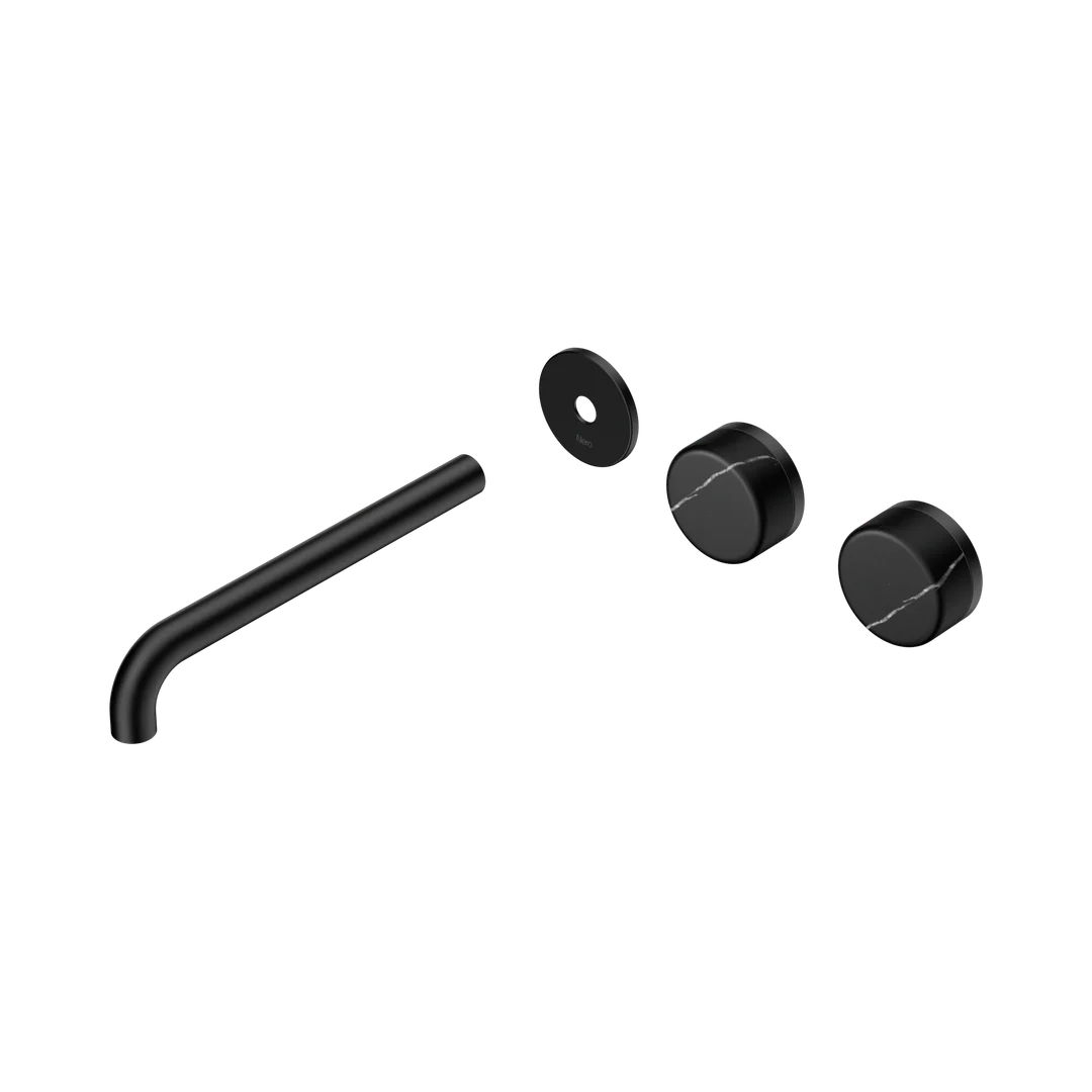 Nero Serenity Wall Basin Set 220Mm Offset Spout Marquina Black Handle Trim Kit Only Matte Black