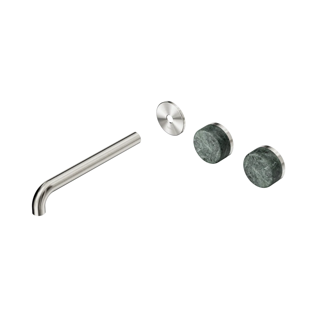 Nero Serenity Wall Basin Set 220Mm Offset Spout Verde Alpi Handle Trim Kit Only Brushed Nickel