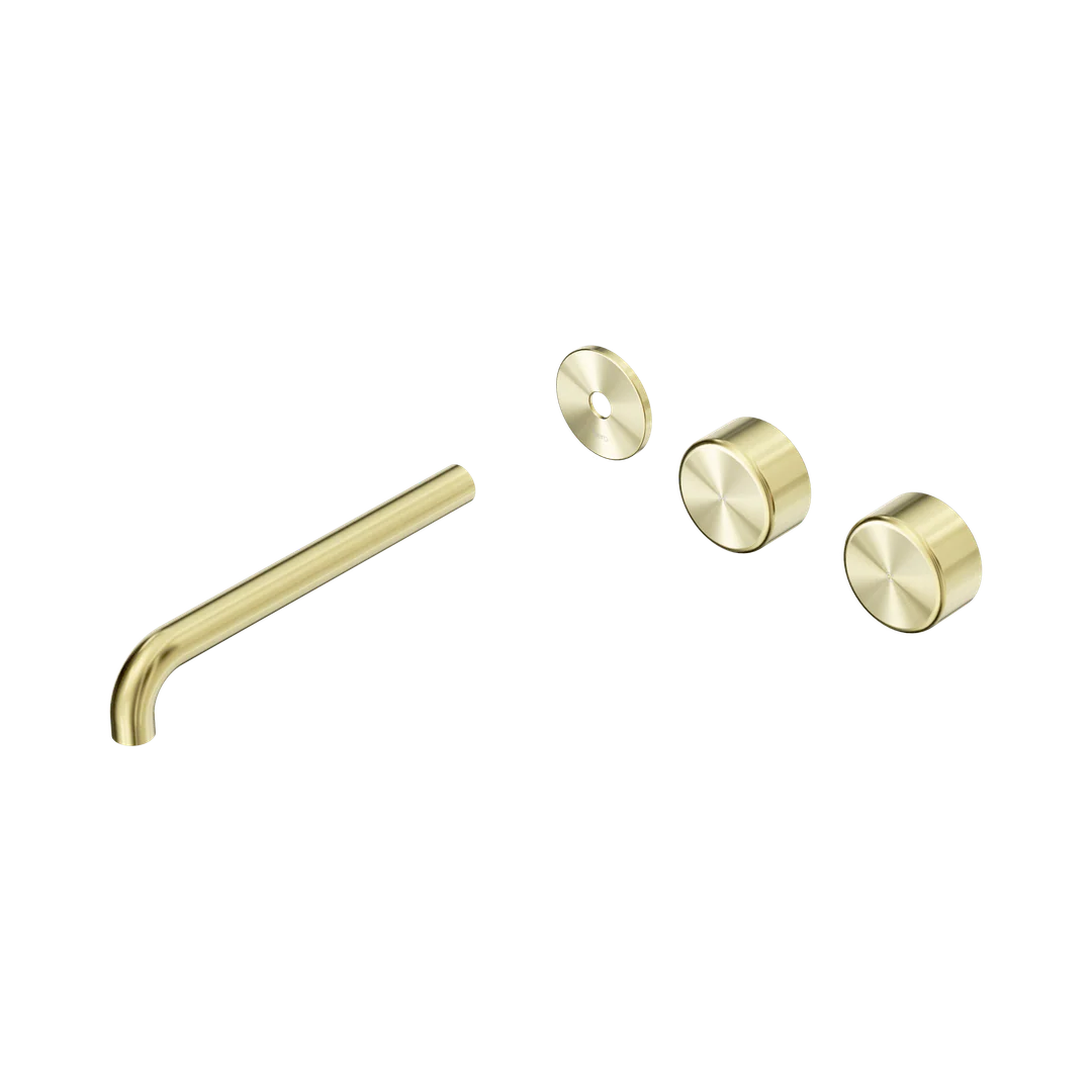 Nero Serenity Wall Basin Set 220Mm Offset Spout With Metal Handle Trim Kit Only Brushed Gold