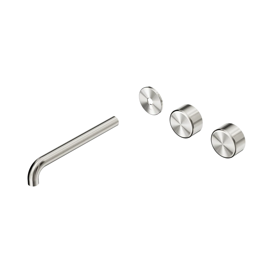 Nero Serenity Wall Basin Set 220Mm Offset Spout With Metal Handle Trim Kit Only Brushed Nickel