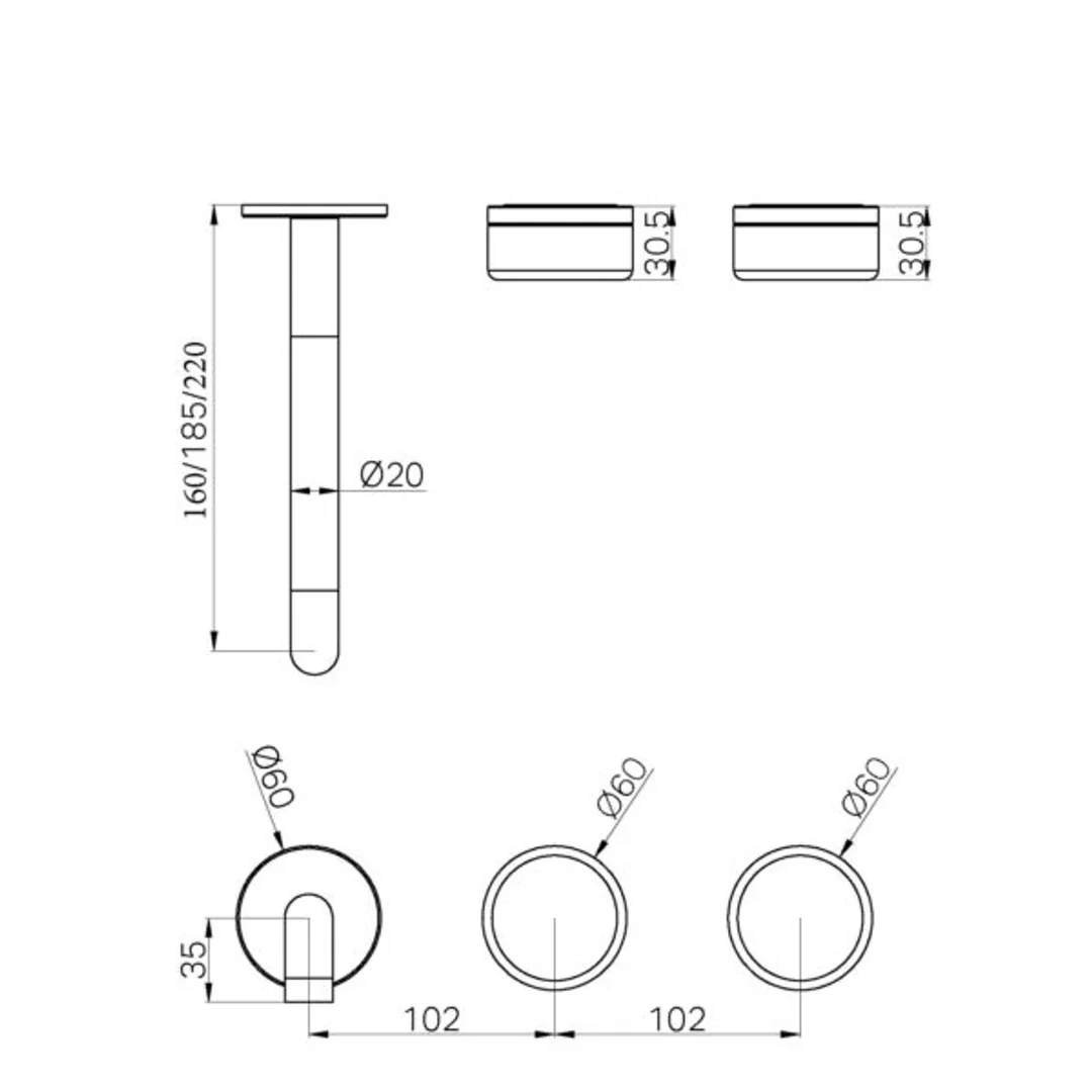 Nero Serenity Wall Basin Set 220Mm Offset Spout With Metal Handle Trim Kit Only Gun Metal - Image 2
