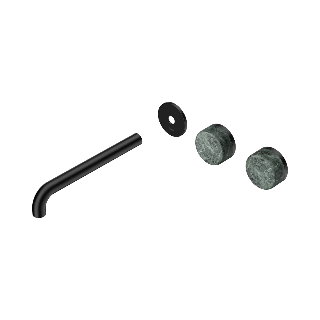 Nero Serenity Wall Basin Set 220Mm Offset Spout With Verde Alpi Handle Trim Kit Only Matte Black