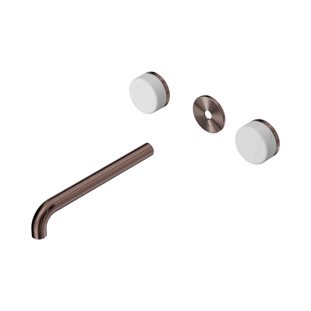 Nero Serenity Wall Basin Set 220Mm Spout With Carrara Handle Trim Kit Only Brushed Bronze