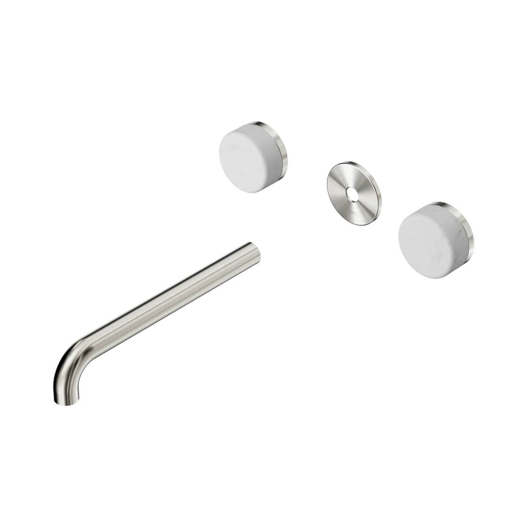 Nero Serenity Wall Basin Set 220Mm Spout With Carrara Handle Trim Kit Only Brushed Nickel
