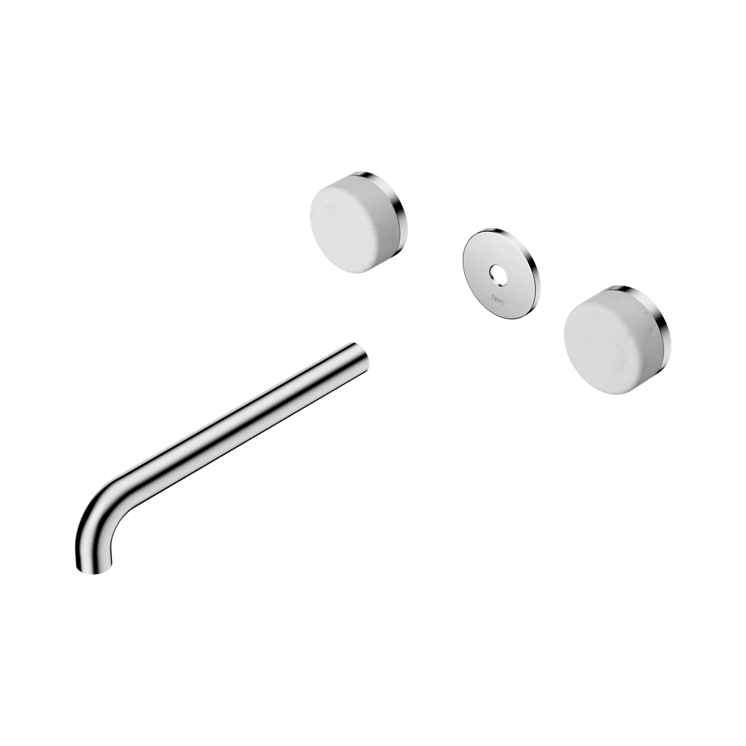 Nero Serenity Wall Basin Set 220Mm Spout With Carrara Handle Trim Kit Only Chrome