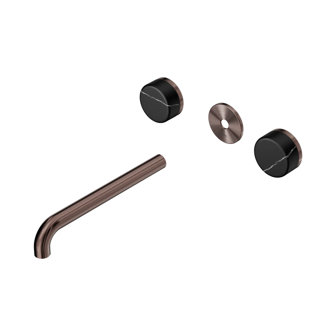 Nero Serenity Wall Basin Set 220Mm Spout With Marquina Black Handle Trim Kit Only Brushed Bronze