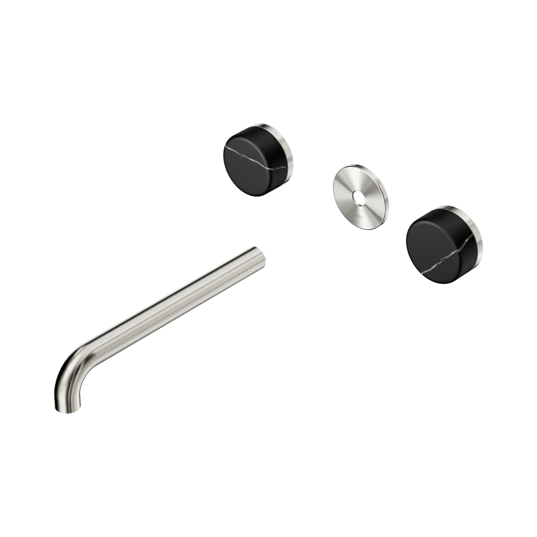 Nero Serenity Wall Basin Set 220Mm Spout With Marquina Black Handle Trim Kit Only Brushed Nickel