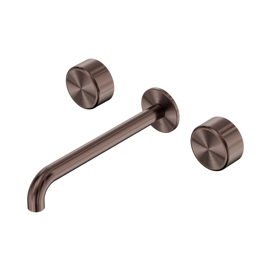 Nero Serenity Wall Basin Set 220Mm Spout With Metal Handle Brushed Bronze