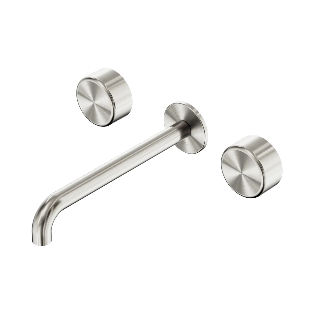 Nero Serenity Wall Basin Set 220Mm Spout With Metal Handle Brushed Nickel