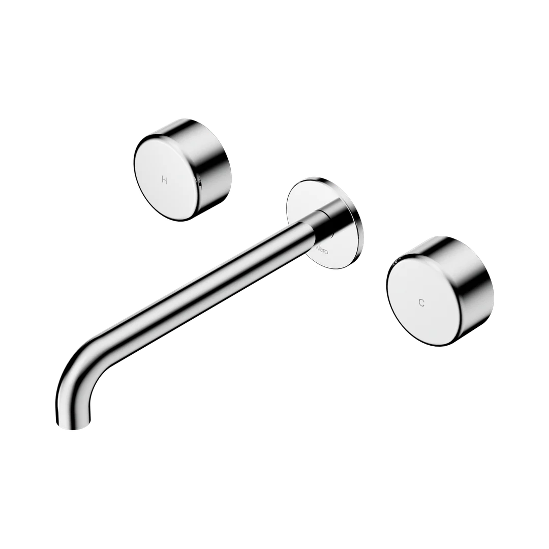 Nero Serenity Wall Basin Set 220Mm Spout With Metal Handle Chrome