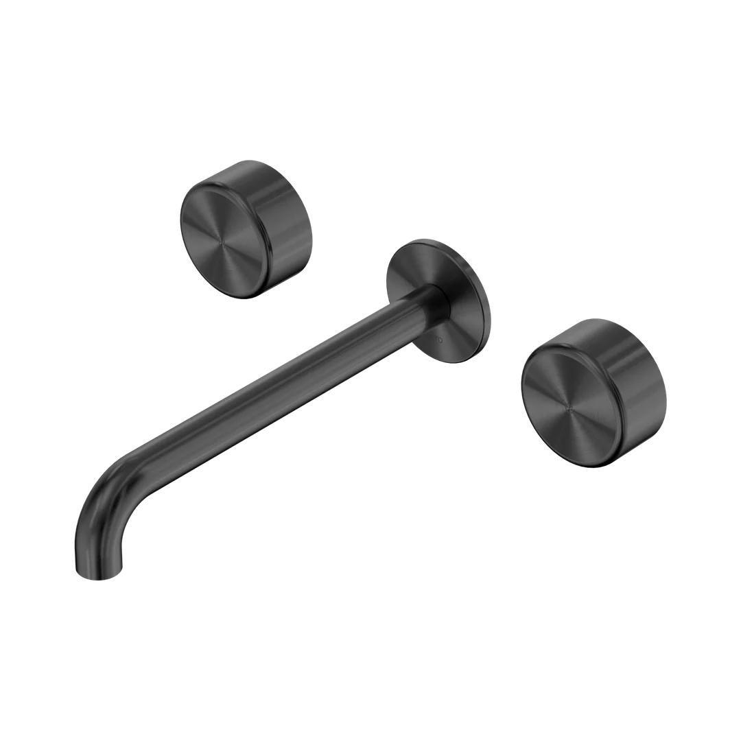 Nero Serenity Wall Basin Set 220Mm Spout With Metal Handle Gun Metal