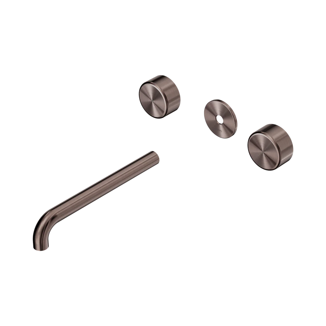 Nero Serenity Wall Basin Set 220Mm Spout With Metal Handle Trim Kit Only Brushed Bronze