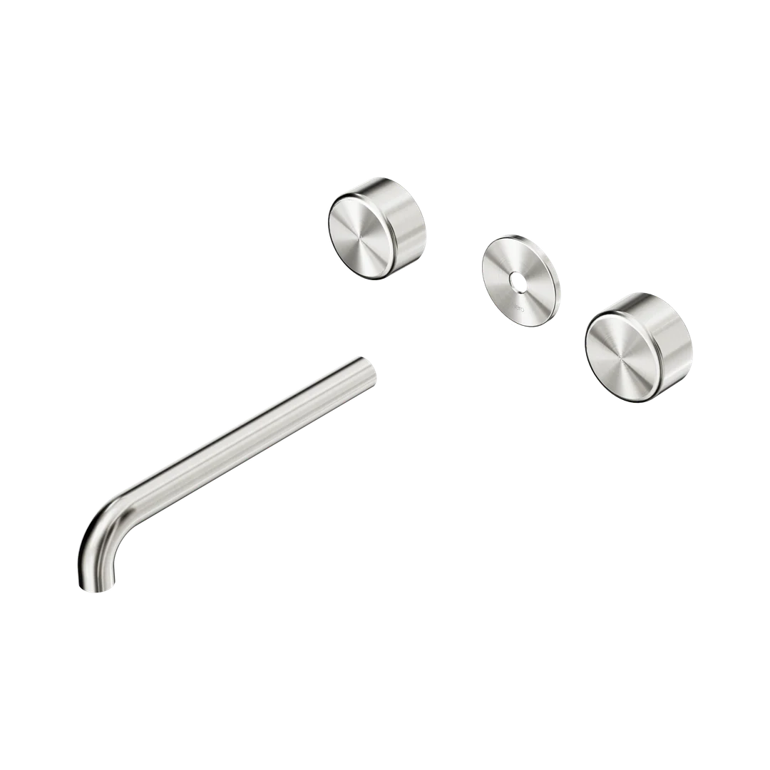 Nero Serenity Wall Basin Set 220Mm Spout With Metal Handle Trim Kit Only Brushed Nickel