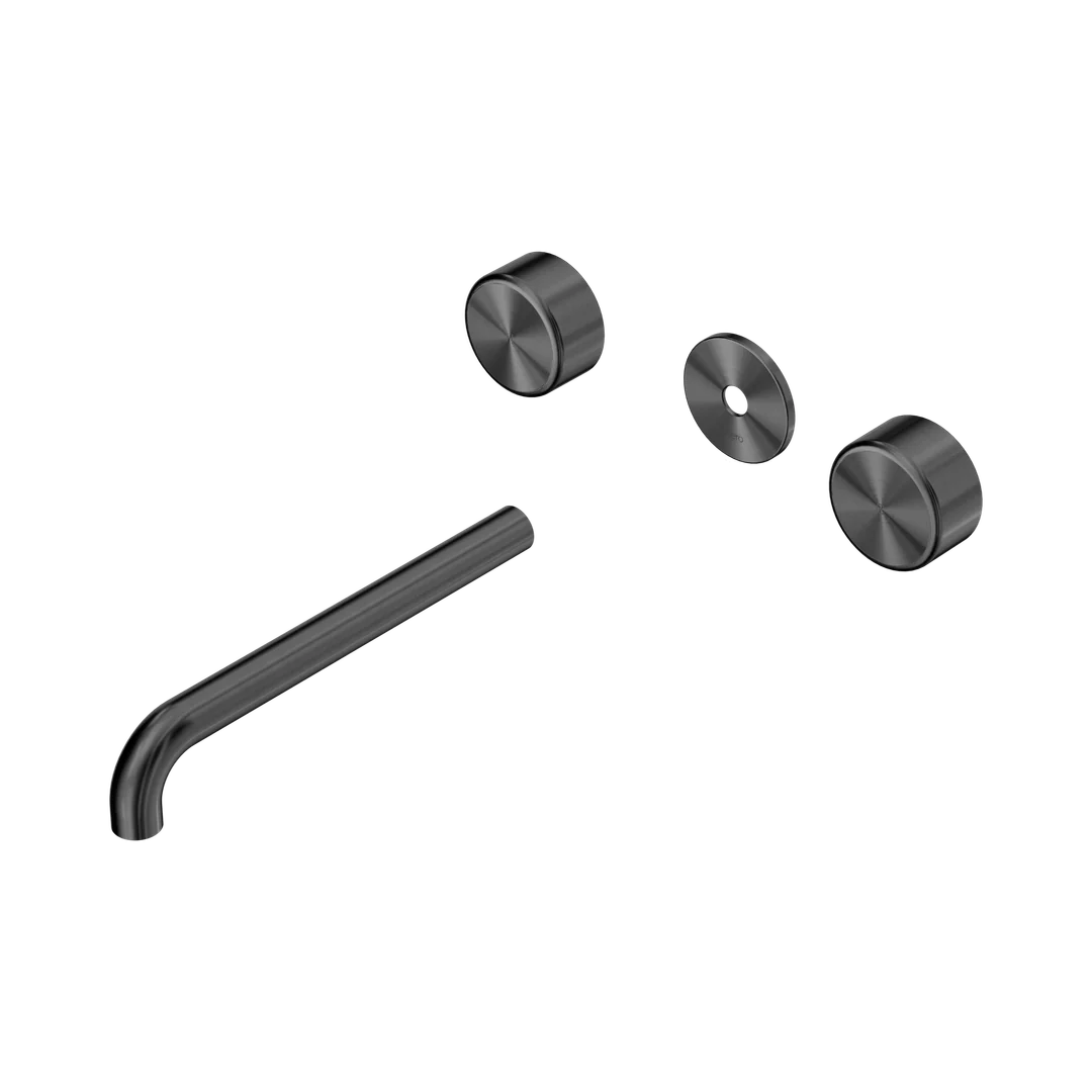 Nero Serenity Wall Basin Set 220Mm Spout With Metal Handle Trim Kit Only Gun Metal