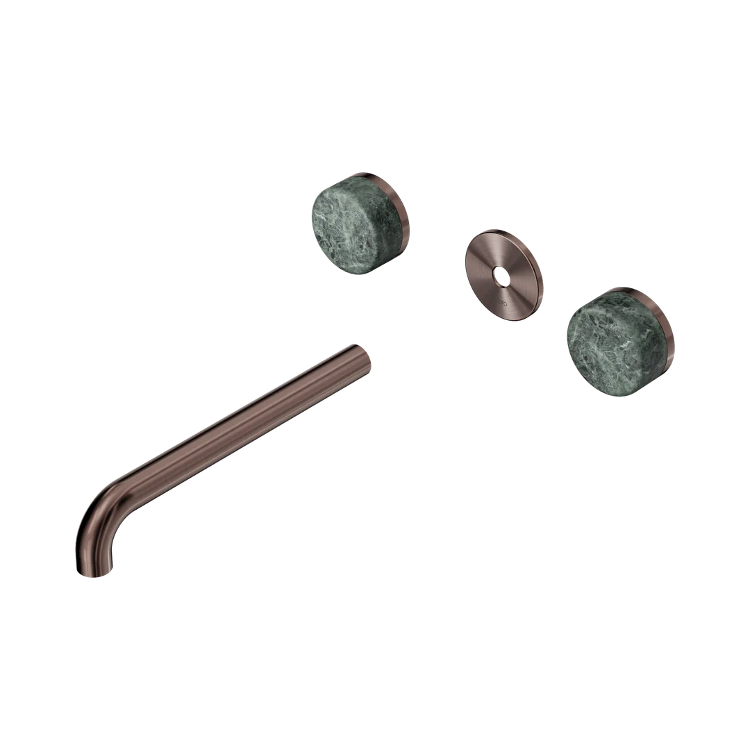 Nero Serenity Wall Basin Set 220Mm Spout With Verde Alpi Handle Trim Kit Only Brushed Bronze