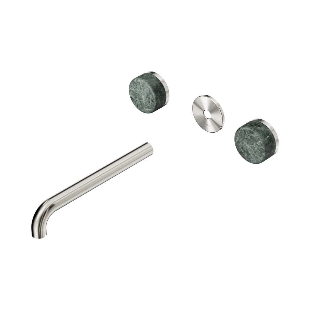 Nero Serenity Wall Basin Set 220Mm Spout With Verde Alpi Handle Trim Kit Only Brushed Nickel