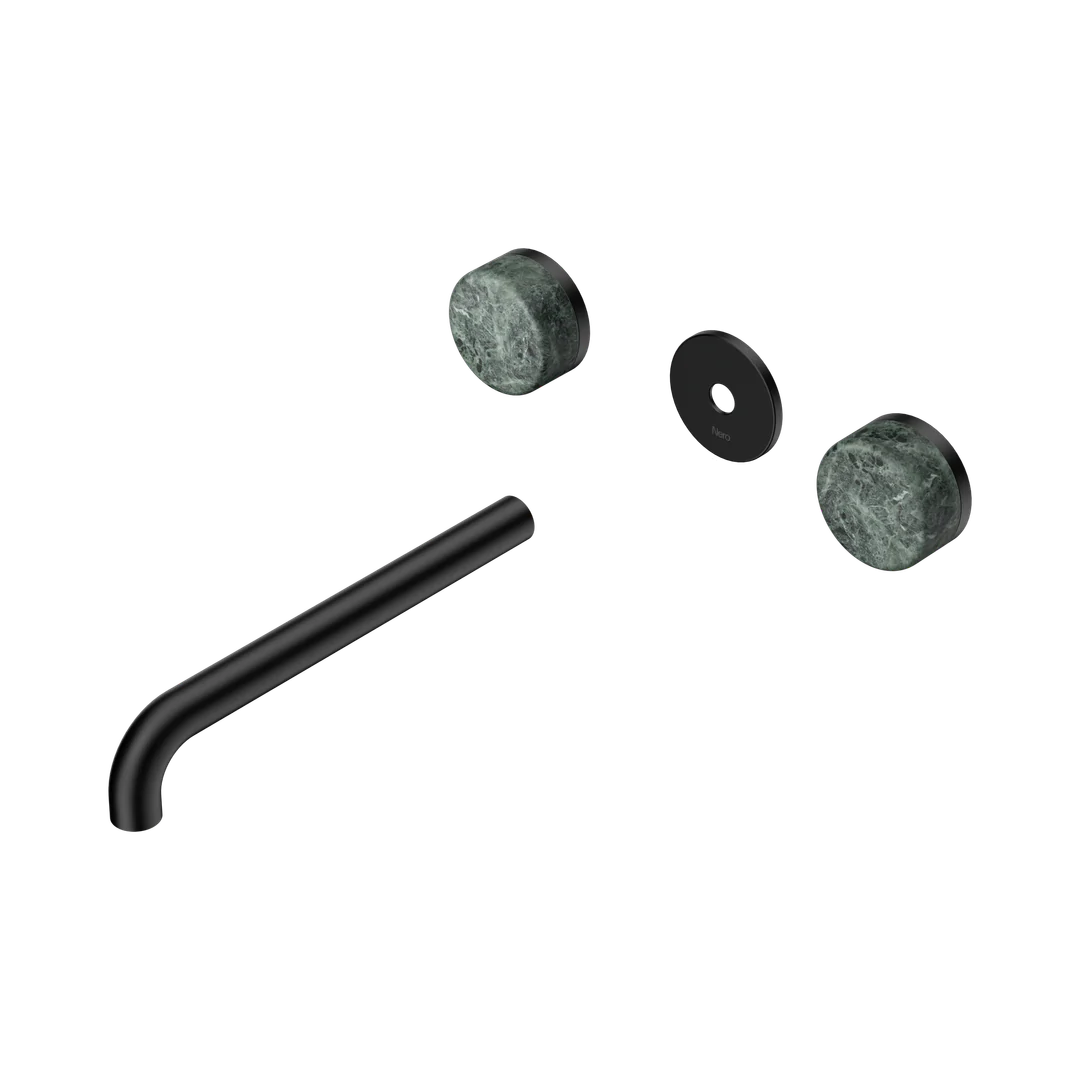 Nero Serenity Wall Basin Set 220Mm Spout With Verde Alpi Handle Trim Kit Only Matte Black