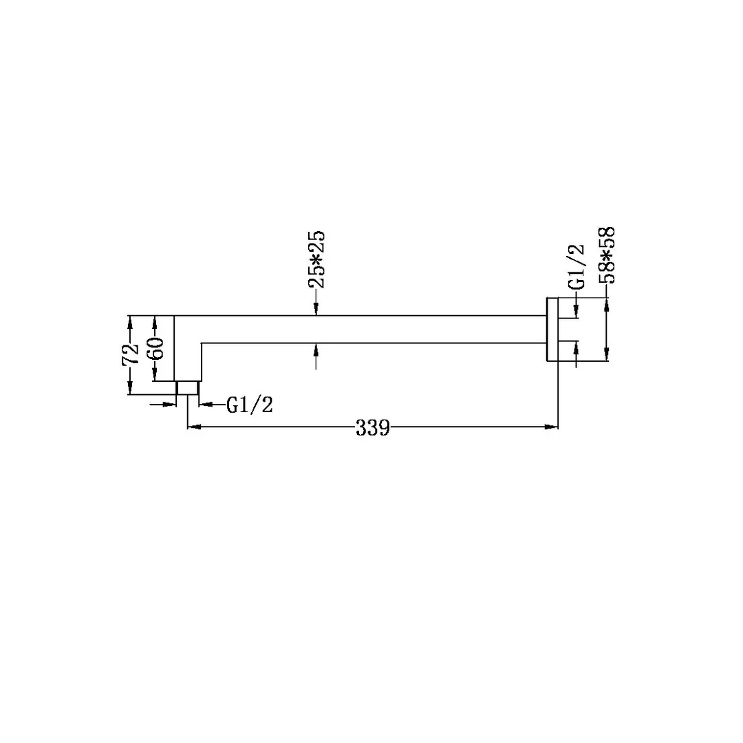 Nero Square Shower Arm - Brushed Nickel - Image 7